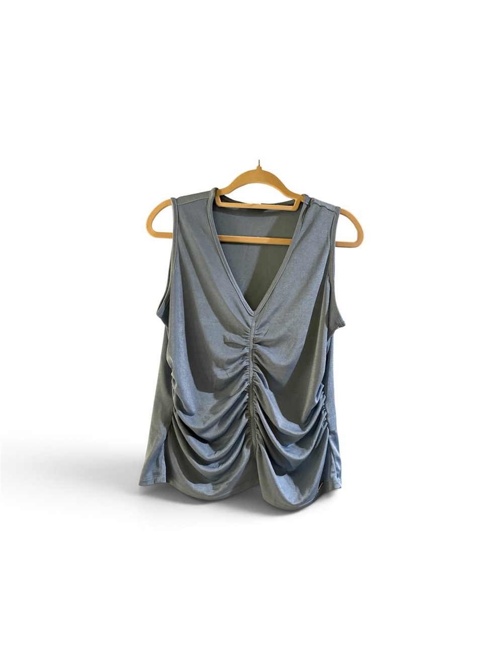Calvin Klein Ruched V-Neck Tank - Steel Blue
